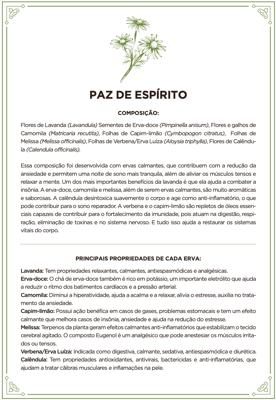 Infusão para acalmar - PAZ DE ESPÍRITO